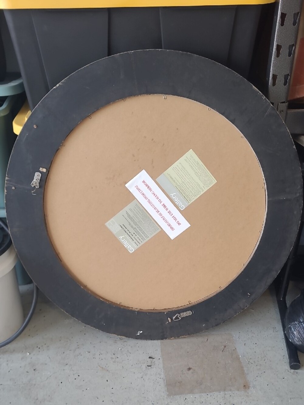 Round Distressed Wood Wall Mirror in Brown